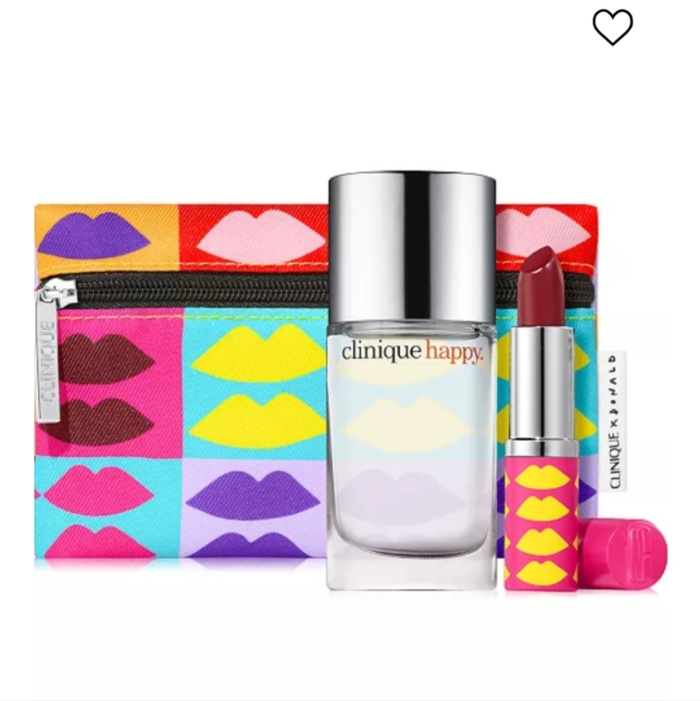 Clinique Happy With Love Pop Lipstick & Pouch - 3 piece Set BNWT SO 1 LEFT!